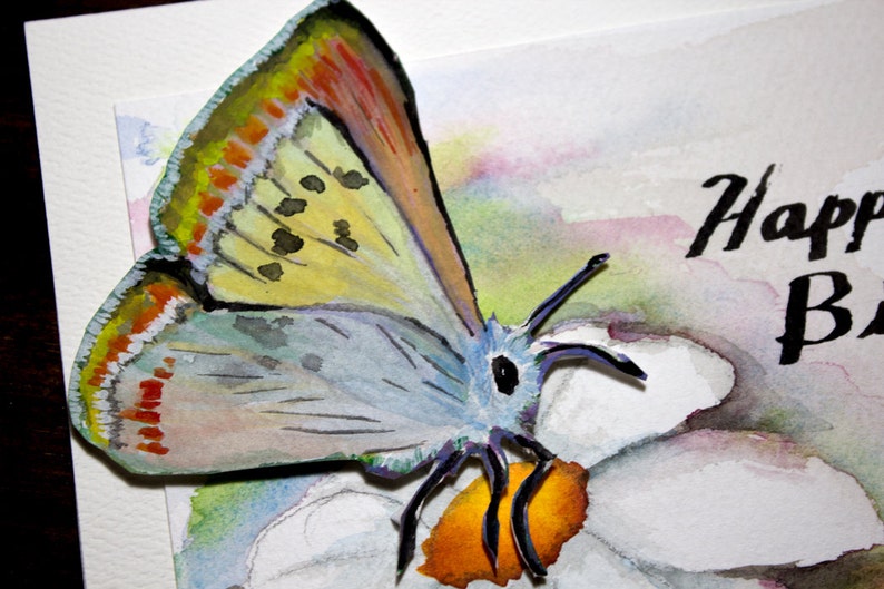 Hand Painted Greeting Card Happy Birthday Blank Card Etsy