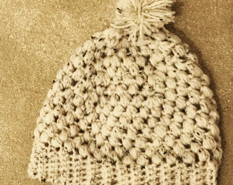 Crochet puff stitch bobble hat, beanie. In 2 sizes child and adult. 70 colours available !!