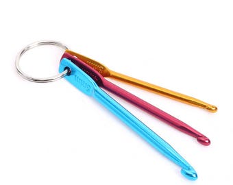 Travel Crochet Hook Key ring, Sizes 3mm 4mm 5mm