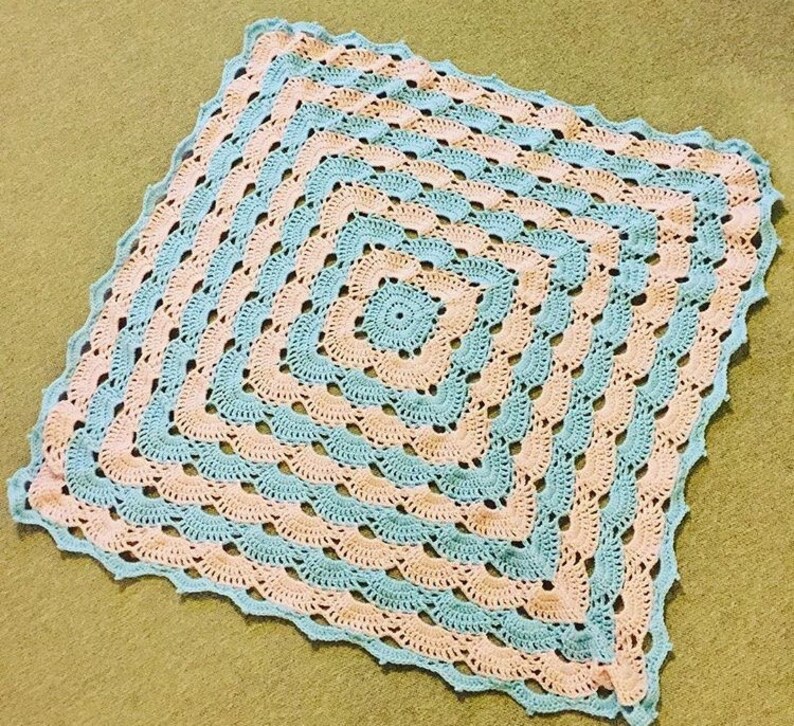 Ready Made Unisex Crochet Baby Blanket Shell/virus Pattern Pink and