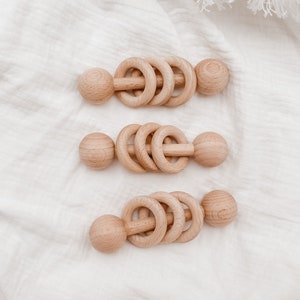 Montessori Baby Wood Rattle Natural Toy