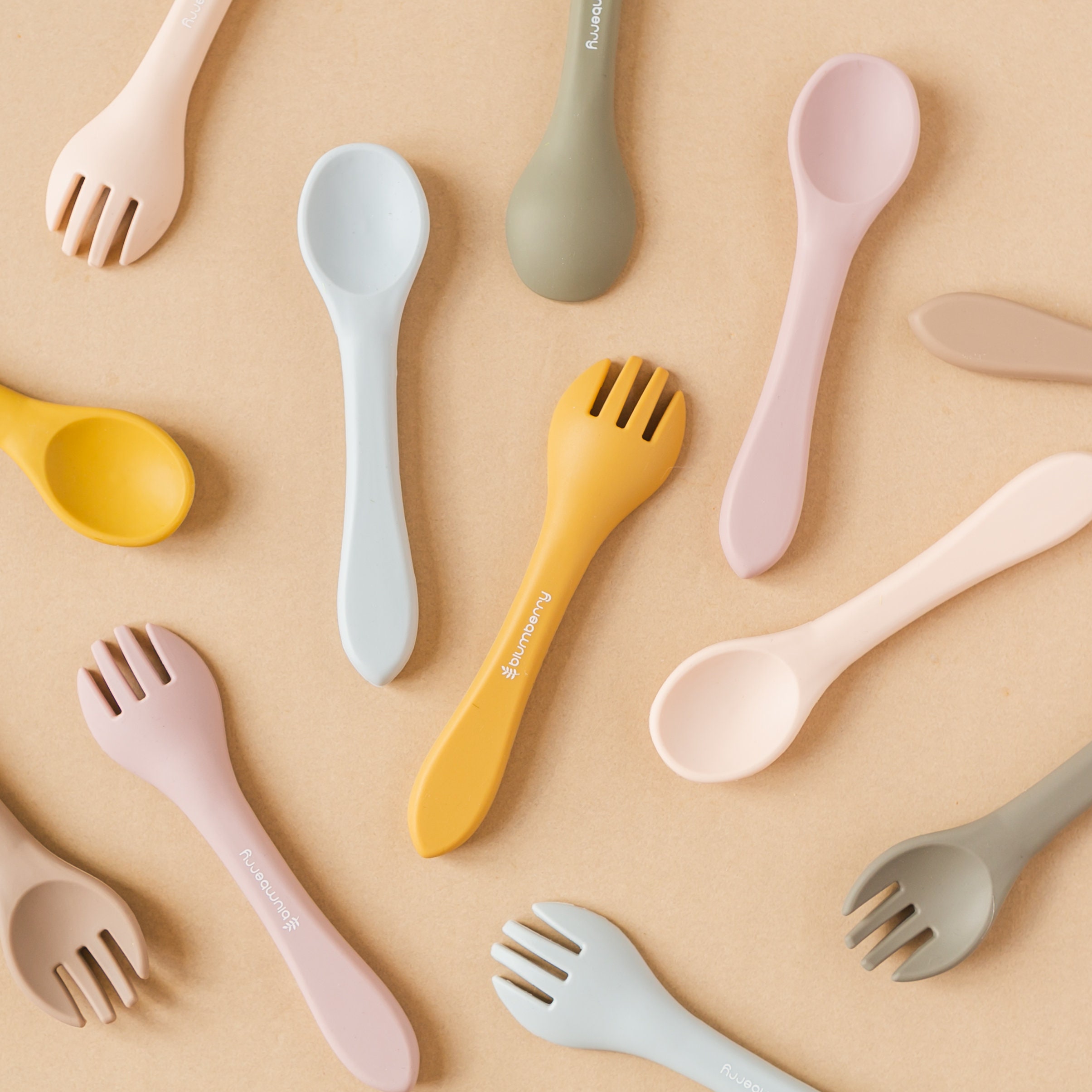 Baby's First Spoon and Fork Set Matching Silicone Utensil Etsy