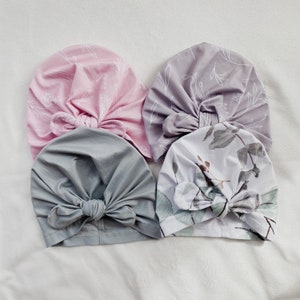 Organic Baby Turban Hat Head Wrap with Bow for Babies and Toddlers