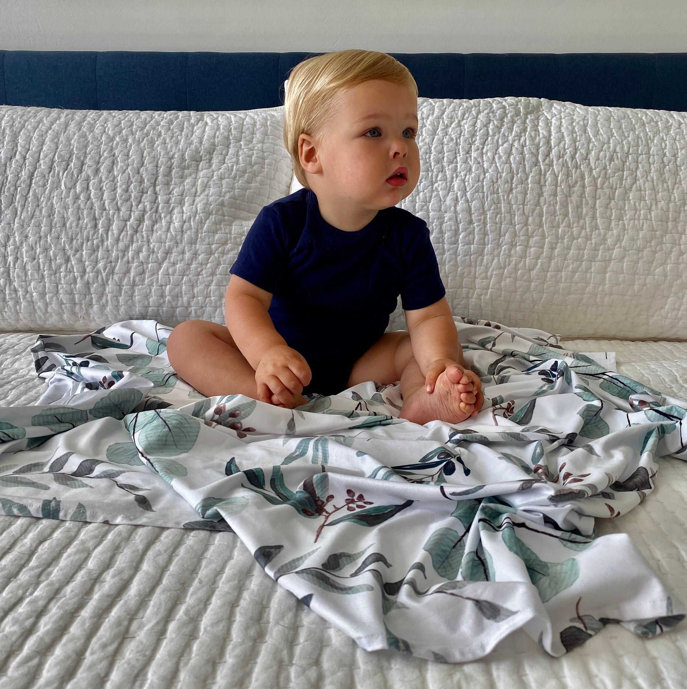 Organic Baby Swaddle Knit Blanket Matching Knotted Hat Bunny Etsy