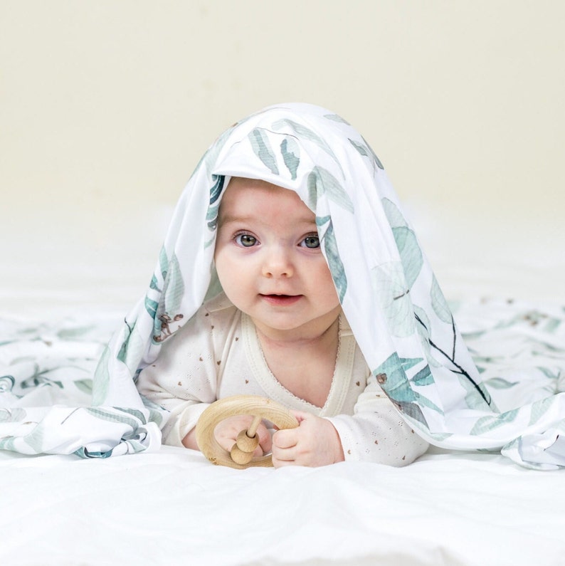 Organic Baby Swaddle Knit Blanket Matching Knotted Hat Bunny Etsy