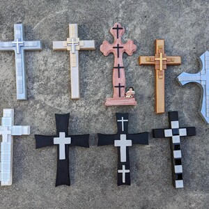 CROSSES IN NEUTRALS -  Black White Silver Bronze Sandstone Christian Crosses