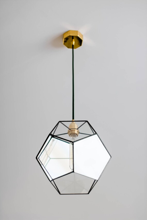 Dodecahedron Glass Chandelier Geometric Pendant Light Modern Warm Retro Bulb Lamp 70 S Industrial Furniture Hanging Lighting