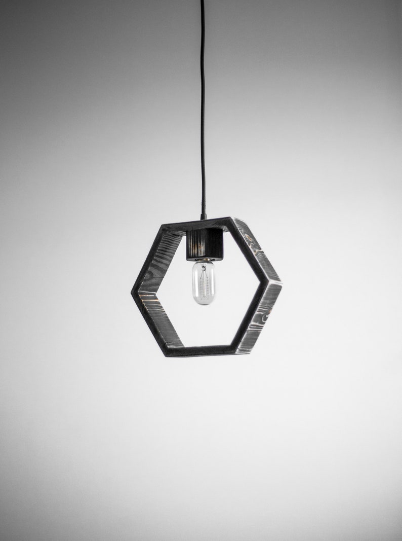 Hexagon Wood Pendant Light / Geometric Pendant Light / Modern Etsy