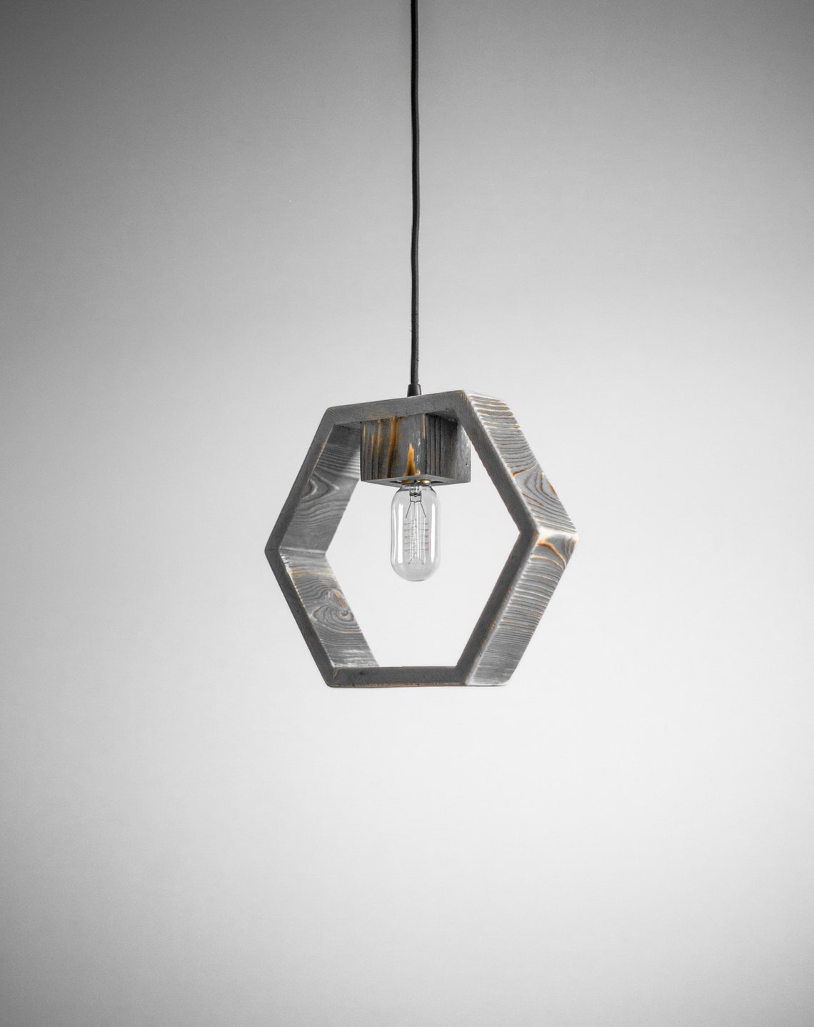 Hexagon Wood Pendant Light / Geometric Pendant Light / Modern Etsy
