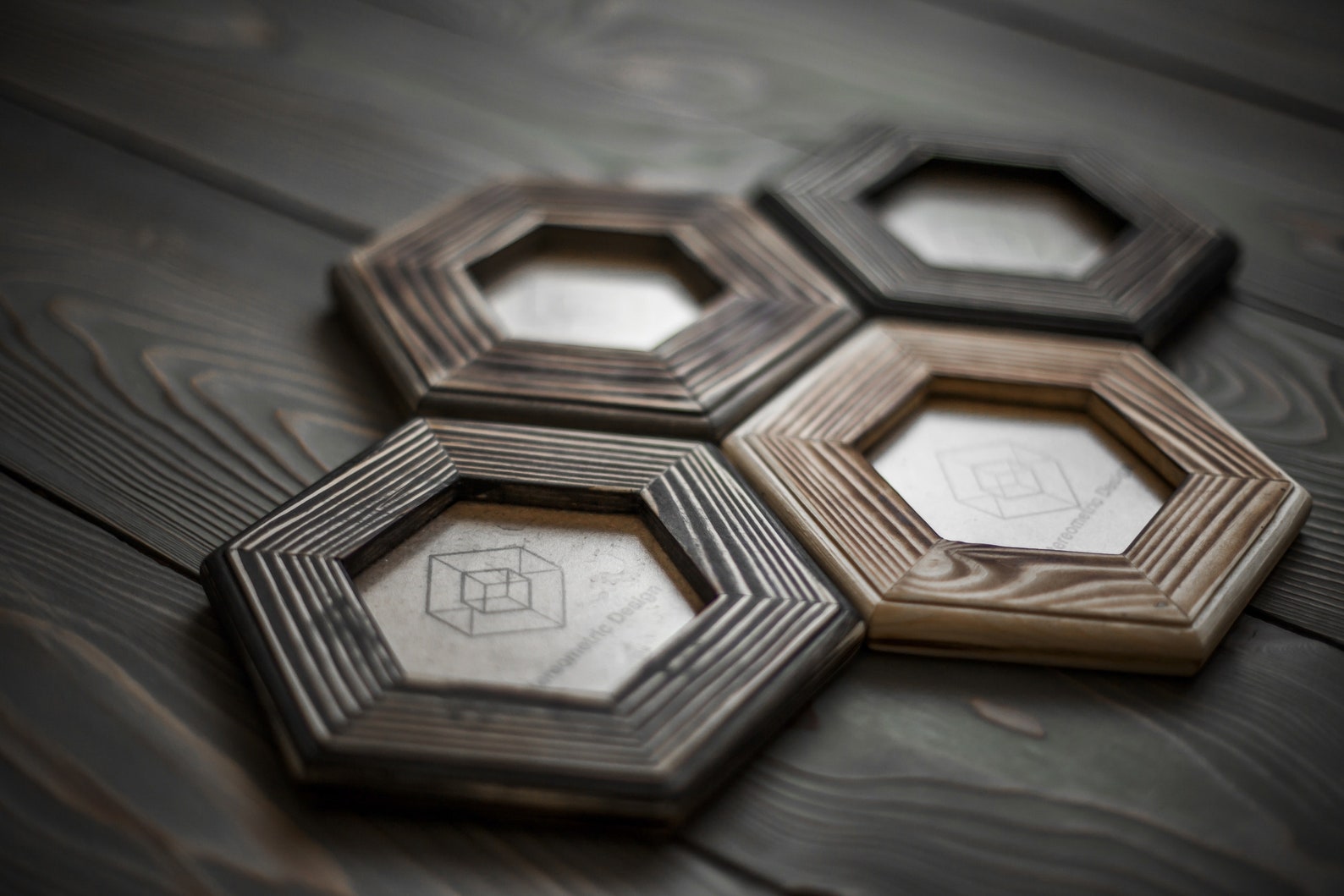 Hexagonal Wood Photo Frame / Geometric Art Frame / Symmetry / Etsy