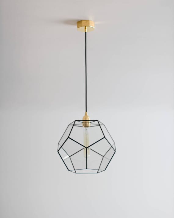 Dodecahedron Glass Chandelier Geometric Pendant Light Modern Warm Retro Bulb Lamp 70 S Industrial Furniture Hanging Lighting