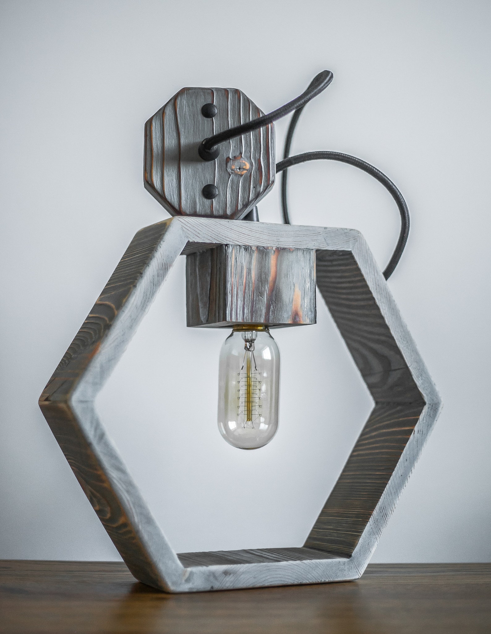 Hexagon Wood Pendant Light / Geometric Pendant Light / Modern Etsy