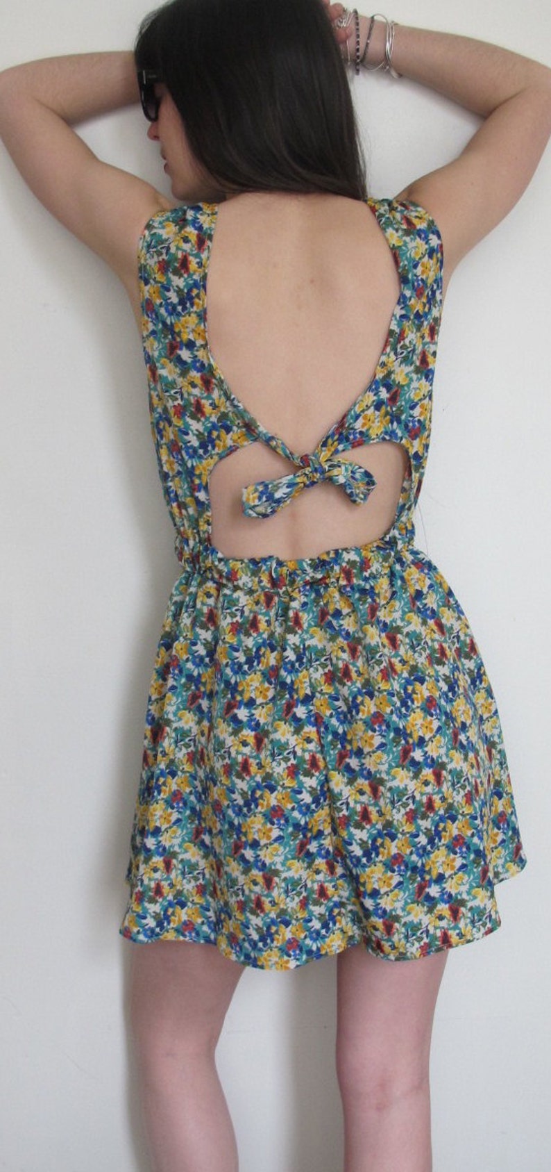 Vintage 80s Floral Short Dress