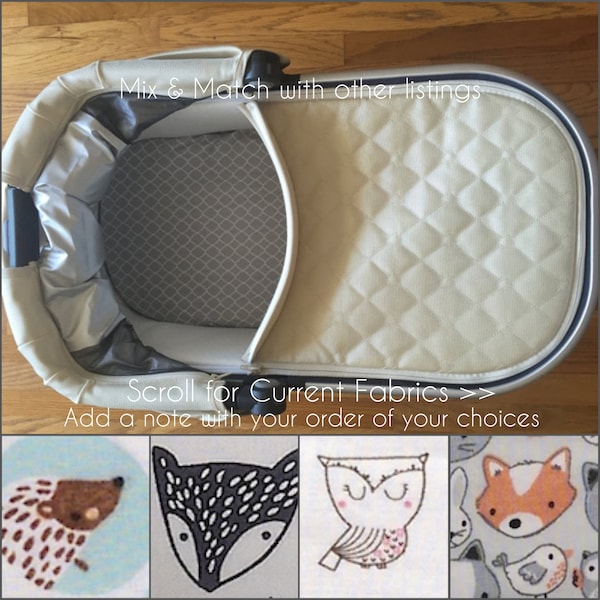 Animal UPPAbaby fitted bassinet sheets. Custom premium cotton Vista or Cruz pram or stroller bassinet sheets. Gender neutral modern nursery