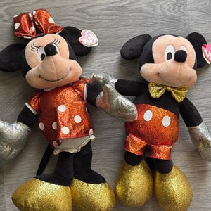 TY Disney Minnie and Mickey Mouse sparkle plush toys bild 1