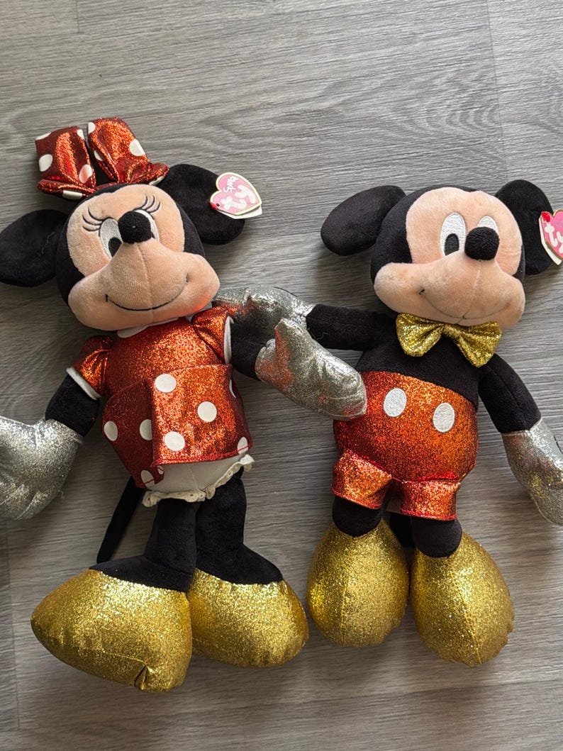 TY Disney Minnie and Mickey Mouse sparkle plush toys bild 1