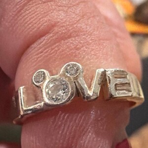 Anillo de amor de Mickey Mouse de plata esterlina de Disney, talla 6 imagen 1