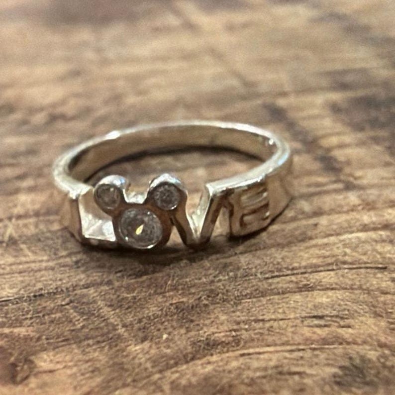 Anillo de amor de Mickey Mouse de plata esterlina de Disney, talla 6 imagen 2