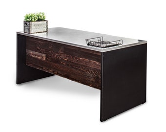 Stainless Steel Desk with Reclaimed Wood Modesty
