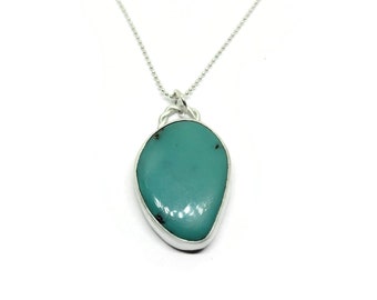 Genuine Turquoise and Sterling Silver Pendant, One of a Kind Necklace, December's Birthstone Ready to Ship