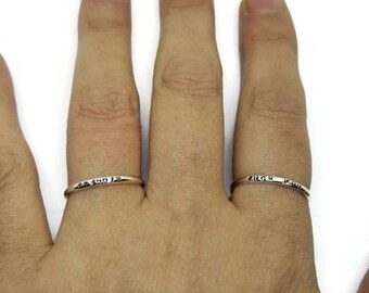 Hand Stamped Swear Word Sterling Silver Stacker Rings, Made to Order Cuss Word Rings