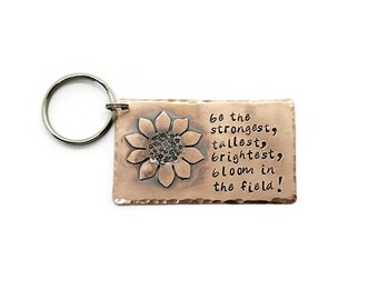 Sunflower Quote Keychain