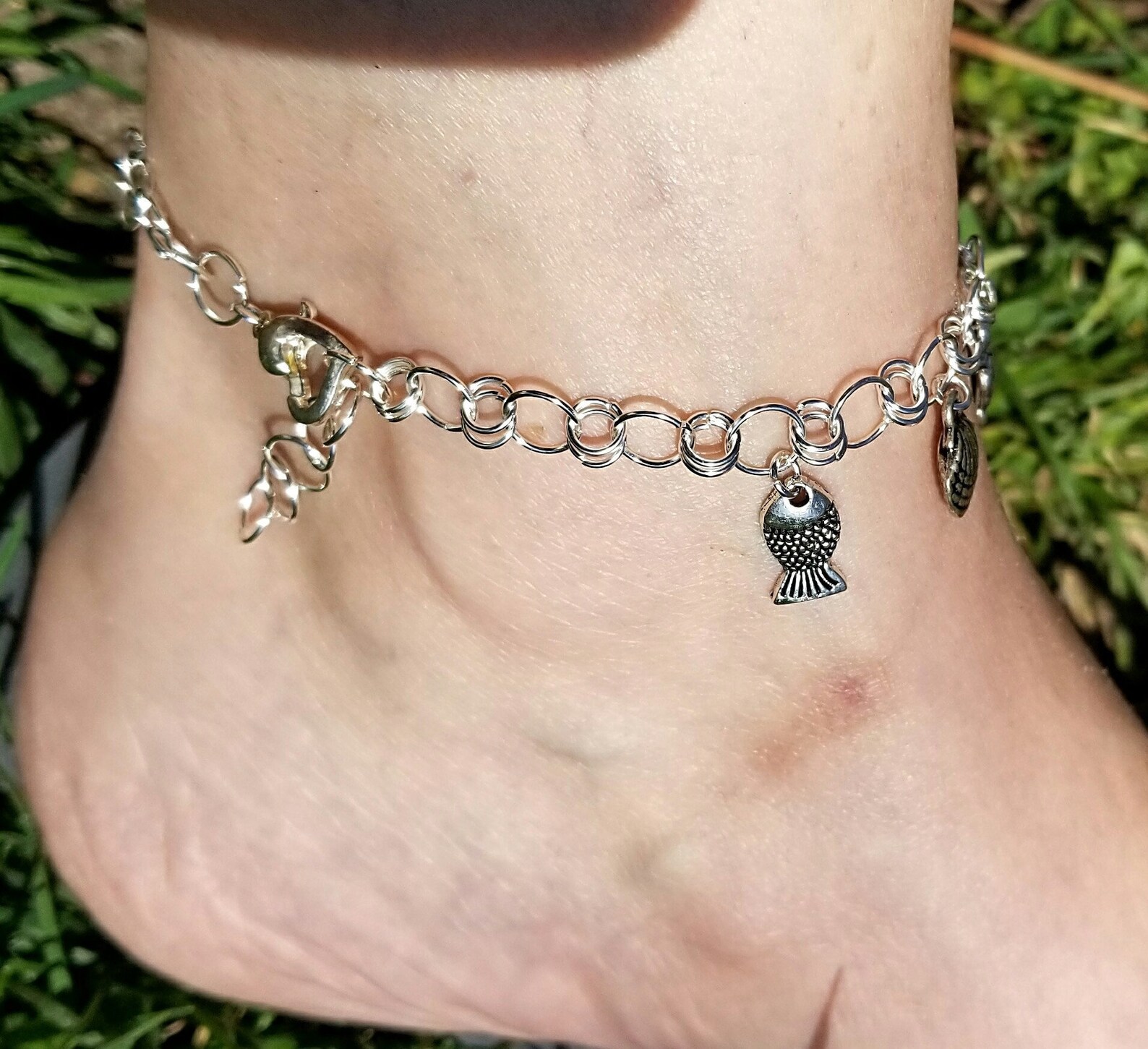 Beach Theme Charm Anklet One of a Kind Ocean Theme Ankle Etsy