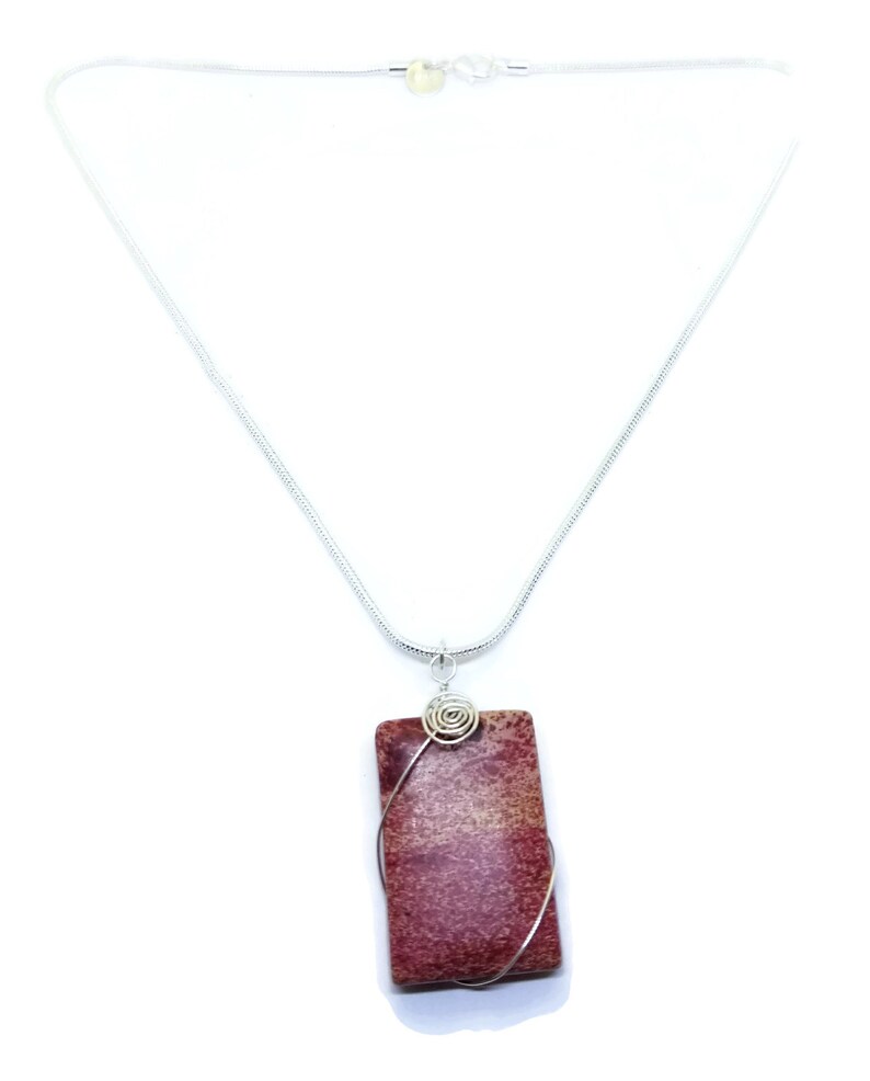 Sterling Silver Wire Wrapped Red Sea Sediment Jasper Pendant