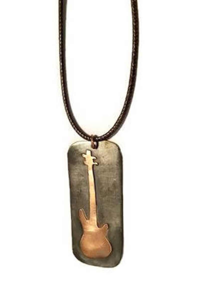 Copper Bass Guitar Pendant Bass Player Necklace or Keychain Etsy