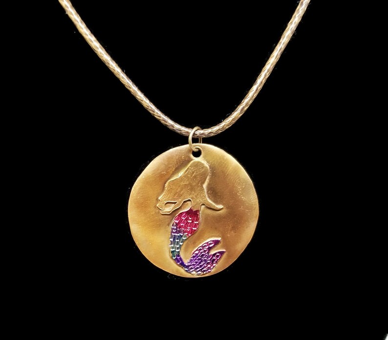 Colorful Copper Mermaid Pendant One of a Kind Etsy