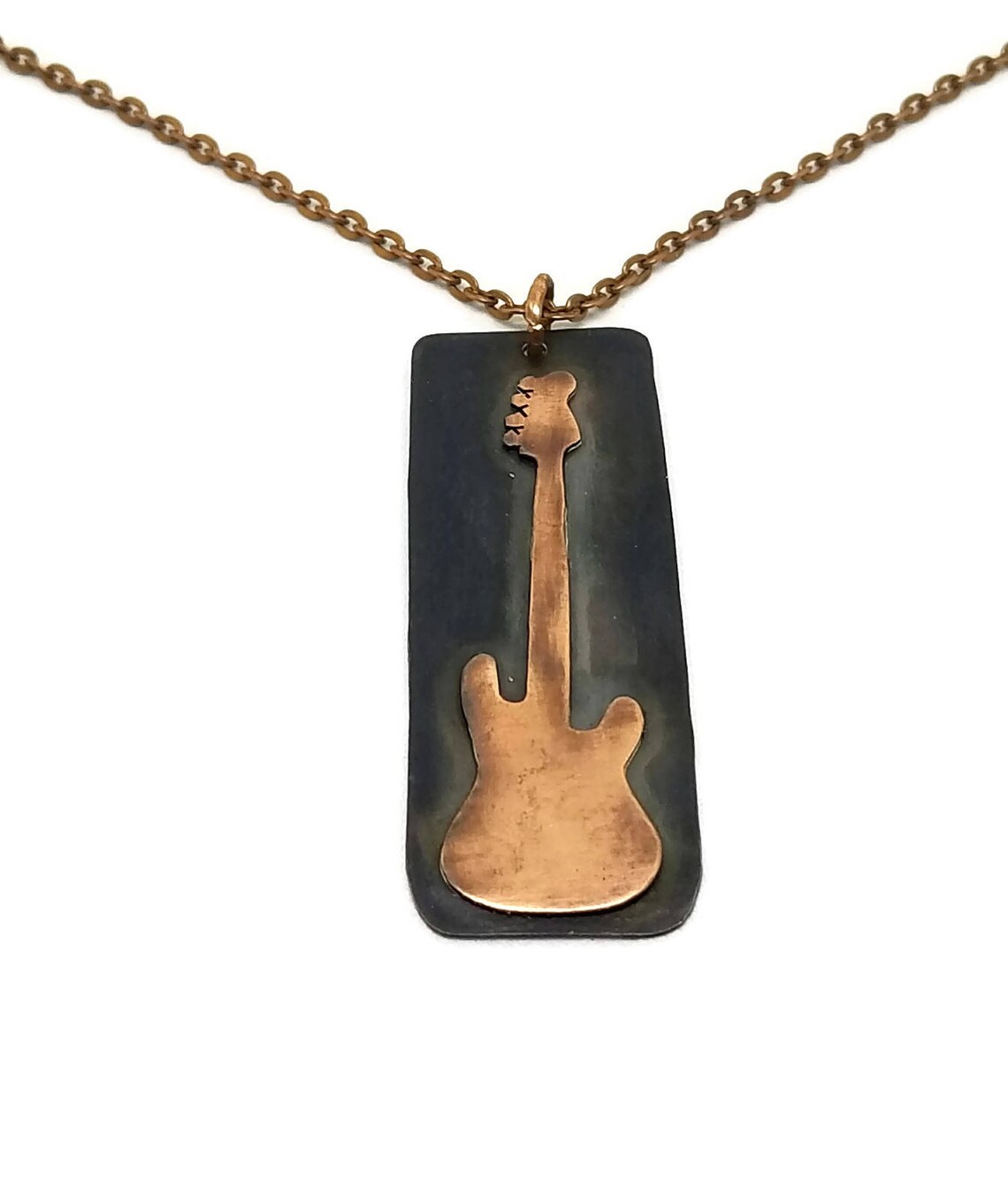 Copper Bass Guitar Pendant Bass Player Necklace or Keychain Etsy