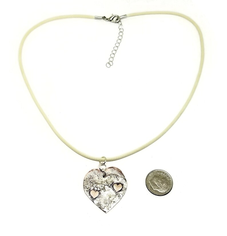 Sterling Silver and Copper Heart Pendant One of a Kind Necklace Ready to Ship