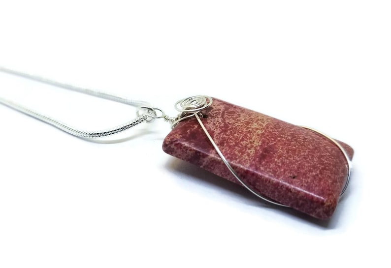 Sterling Silver Wire Wrapped Red Sea Sediment Jasper Pendant