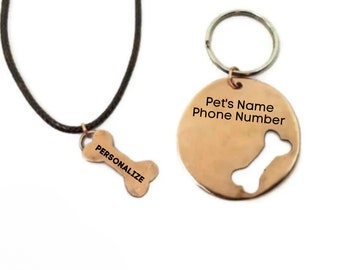 Person and Dog Best Friend Dog Bone Necklace and Pet ID Tag, BFF Jewelry, Custom Pet ID Tag