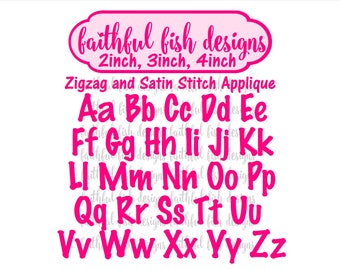 Grady Font Monogram Applique Set -Machine Applique Embroidery Alphabet Letters - Instant Download Embroidery Font - 3 Sizes ZigZag and Satin