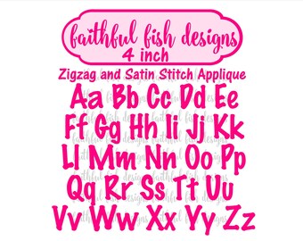 Grady Font Monogram Applique Set -Machine Applique Embroidery Alphabet Letters - Instant Download Embroidery Font - 4inch zigzag and satin