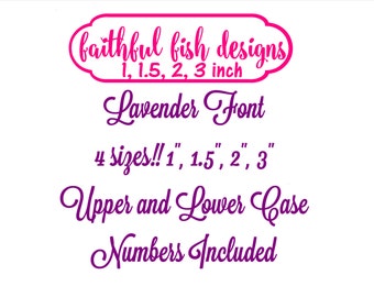 Lavender Monogram Set- 4 sizes - Machine Embroidery Font Alphabet Letters - Script Font - Girl Font - Wedding Font - Instant Download design