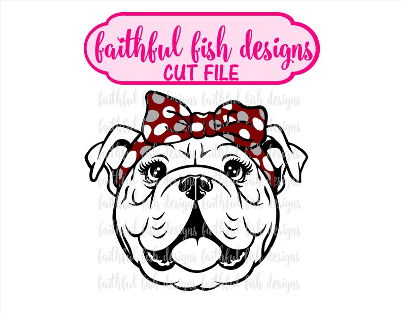 Girly Bull Dog Svg Girlie Bull Dog Cut File Cute Football Etsy
