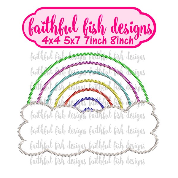 Rainbow Applique Design - Raggy Rainbow Applique - Satin Stitch Rainbow - Rainbow Embroidery Design - Rainbow Baby