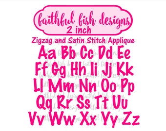 Grady Font Monogram Applique Set -Machine Applique Embroidery Alphabet Letters - Instant Download Embroidery Font - 2inch zigzag and satin