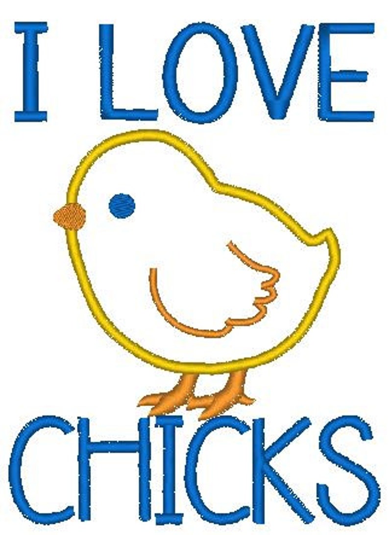 I Love Chicks Embroidery Design, Easter Design, Cute Boy Applique Design image 1