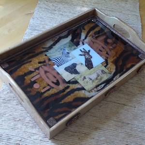 Decorative Wood Tray, Handcrafted Wood Tray, Ethnic Serving Tray, African Animal Tray, Wedding Gift, Exotic Wood Tray, House Warming gift