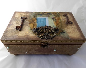 Decorative Wood Box, Wood Jewelry Box, Handcrafted Wood Box, Unique Keepsake Box, Home & Hearth Jewelry Box, Unique Gift, Rustic Jewelry Box