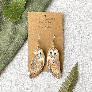 Barn owl earrings | Painted owl earrings | Handmade owl jewelry