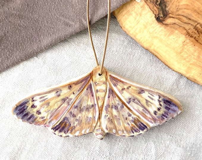 Painted clay moth ornament | Handmade tree decoration | Unique holiday gift