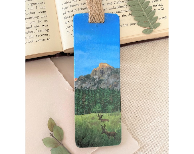 Painted Wooden Yosemite Landscape Bookmark with Jute Ribbon
