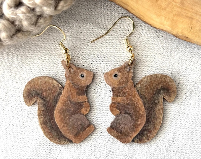 Red squirrel earrings | Painted animal jewelry | Cute animal earrings
