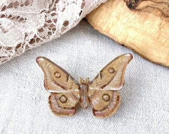 Handmade moth brooch | Painted butterfly pin | Emperor gum moth jewelry