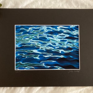 Waves Painting Giclee Art Print with Black Matting