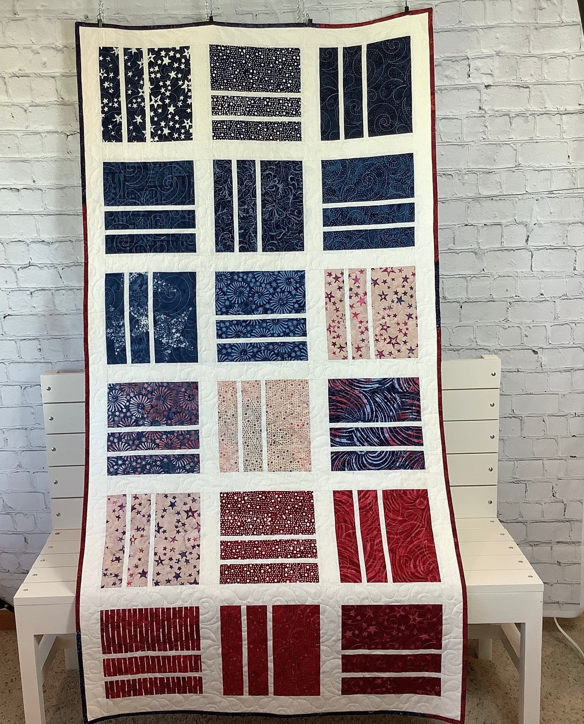 Patriotic Bed Runner Quilt Quilted Bed Runner Loralies Etsy
